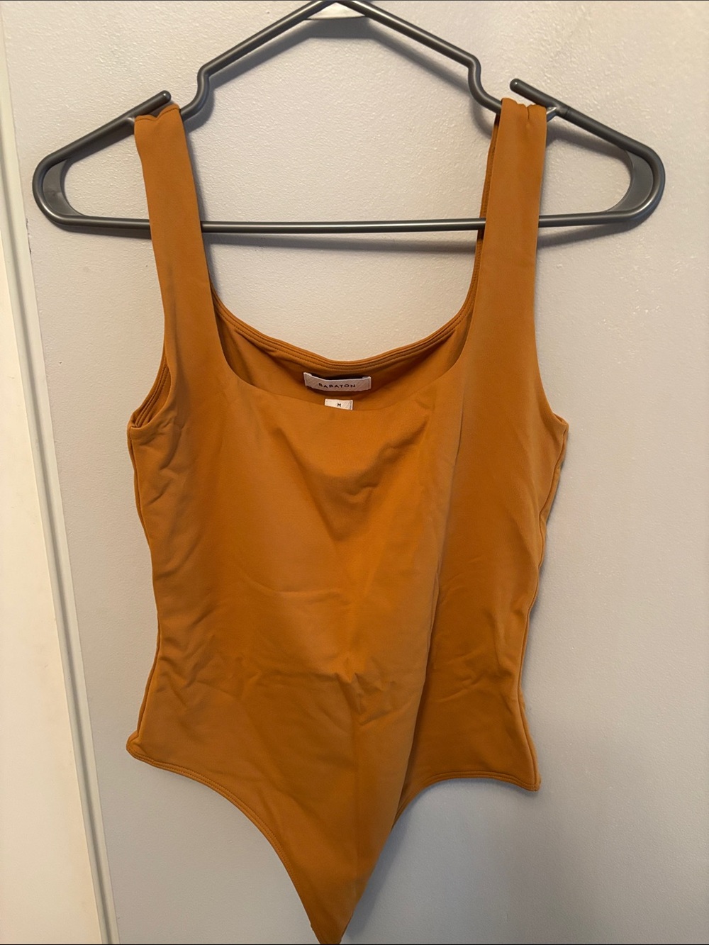 Babaton mustard colour  Square-Neck Tank thong Bodysuit